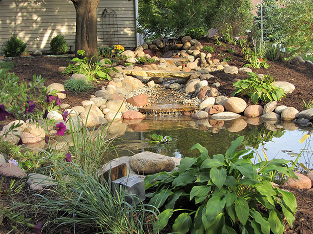 Tranquil Water Feature Transforms a White Bear Backyard