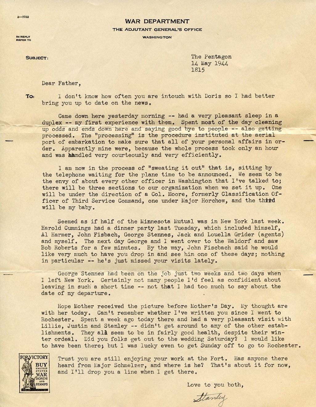 Letter, 1944
