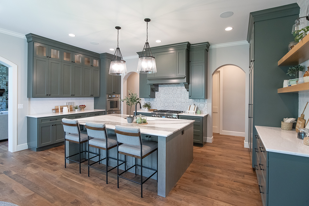 North Oaks Kitchen with Sage Green Cabinets