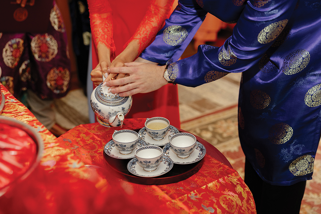 The festivities began with a traditional Vietnamese tea ceremony with their immediate families.