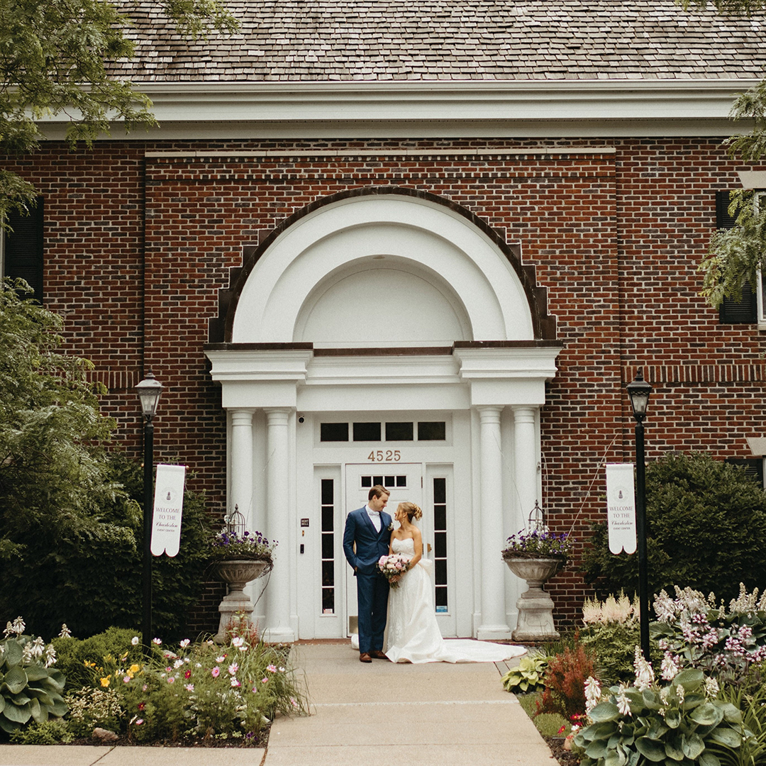 Landon and Samantha Hoppe outside church