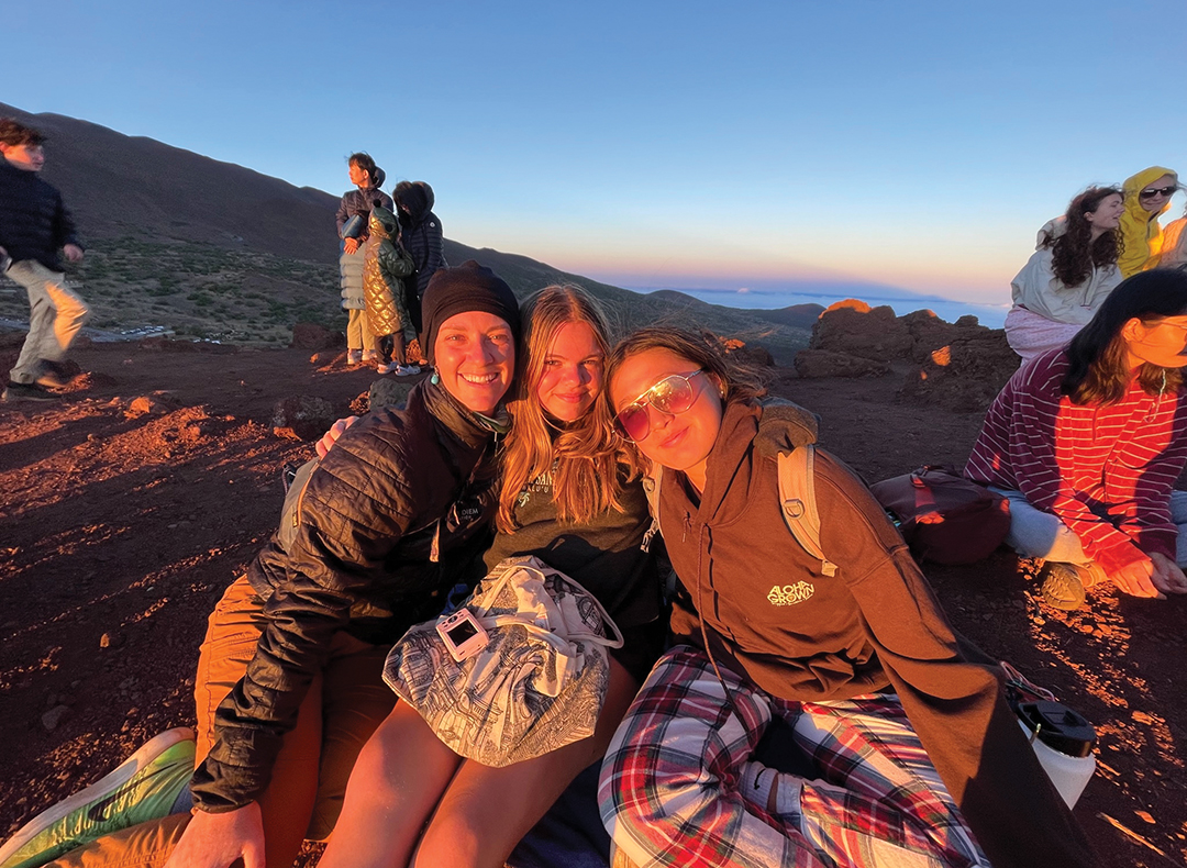 Alexis Lum (right) with her Global Routes group on Mauna Kea, a sacred volcano on Big Island, in July 2024.