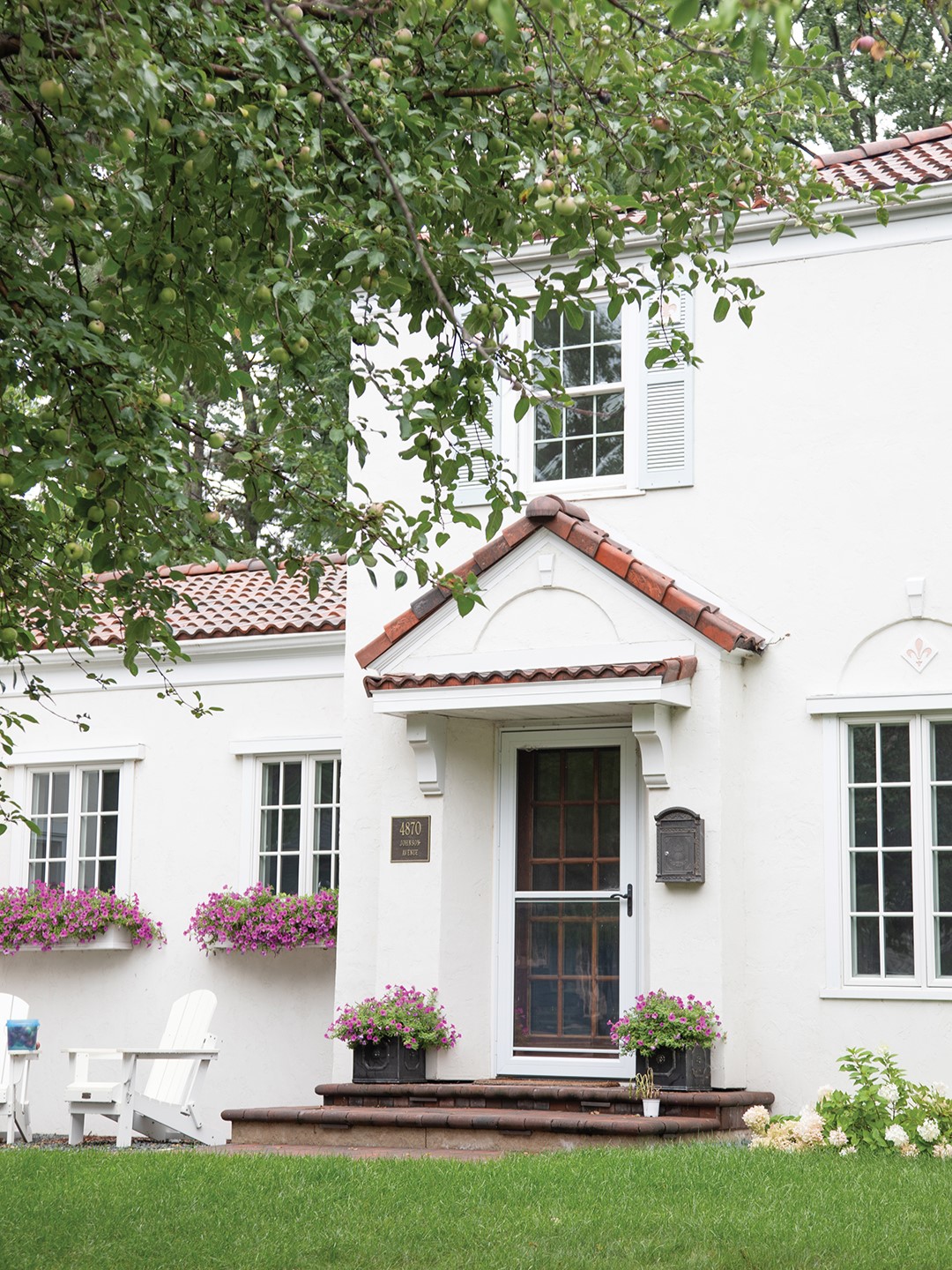 The exterior received a facelift with a new clay barrel tile roof and a fresh coat of paint.